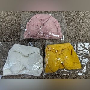 Bun turban hats for baby girls  NWT 3-12 M bundle pack with 3
